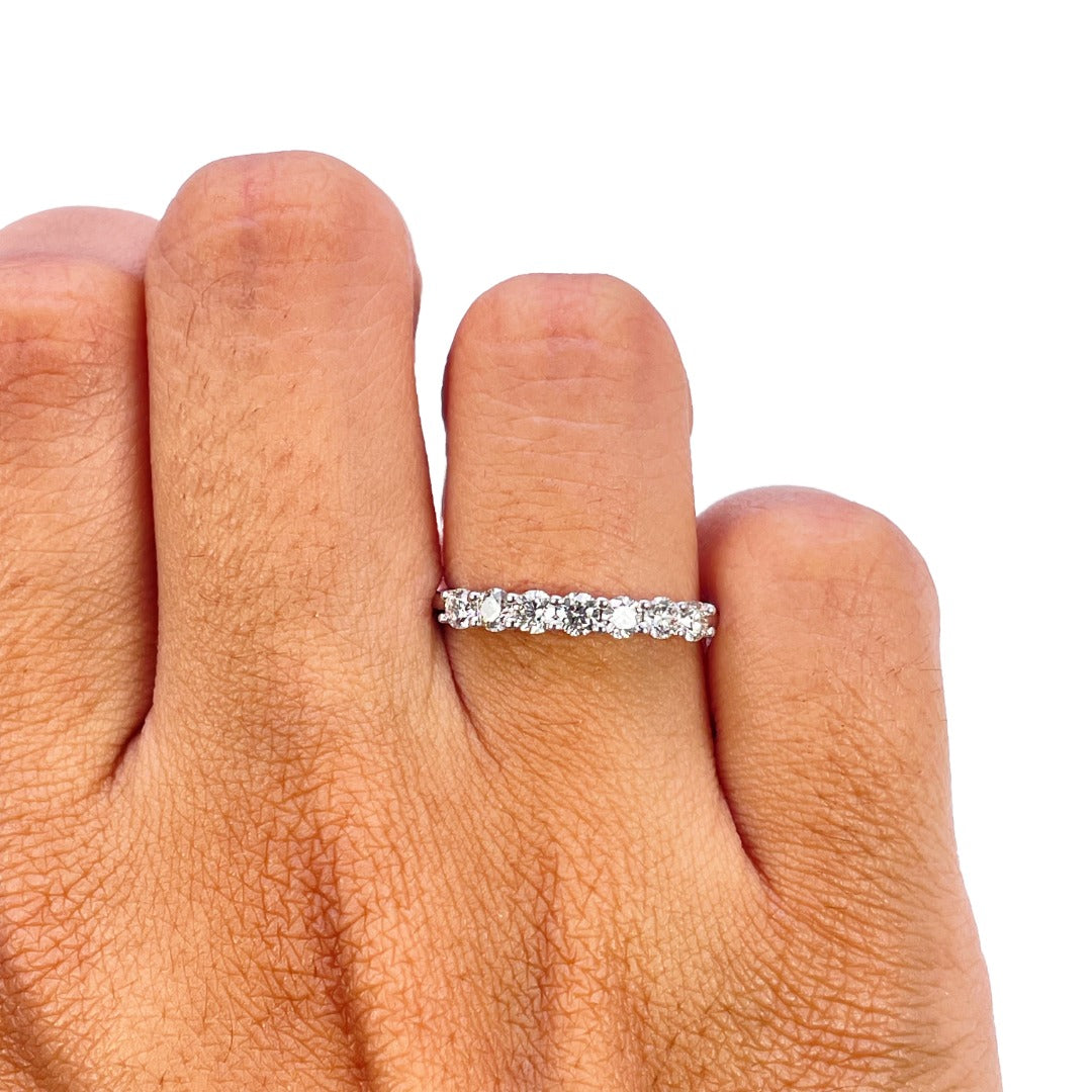 18ct White Gold Natural Diamond Seven Stone Ring Claw Set 0.50ct