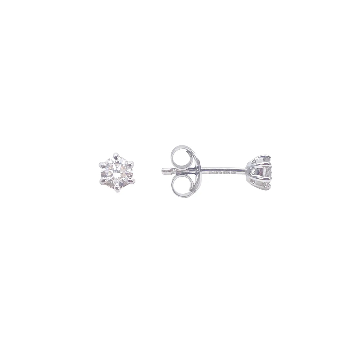 14ct Gold Natural Round Diamond Stud Earrings 0.30ct 6 Claw 3.7mm Wide