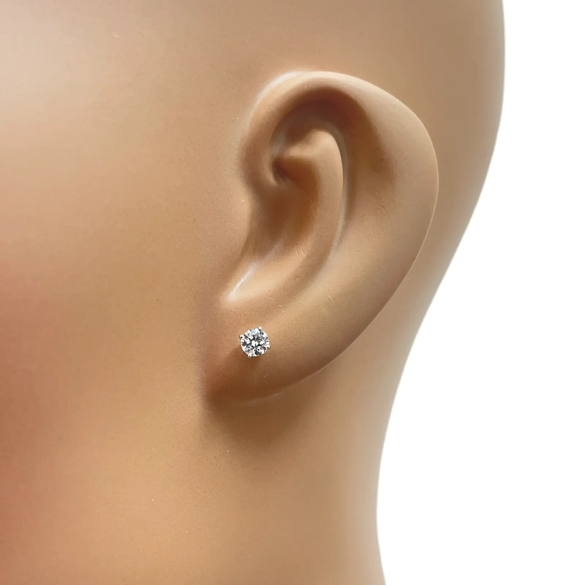 18ct Gold Natural Round Diamond Stud Earrings 0.40ct 4 Claw Certified 3.7mm Wide