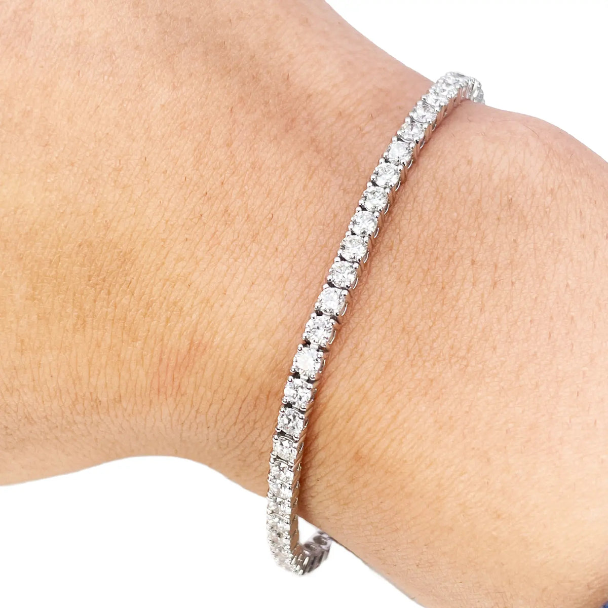 18ct White Gold Natural Diamond Tennis Bracelet 4-claw 4.50ct 7 Inches 3mm  Diamond Bracelets