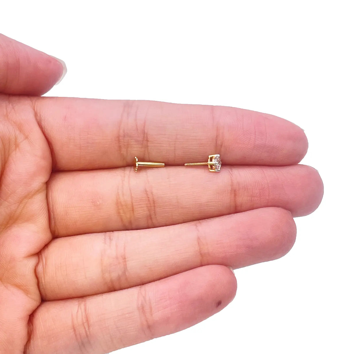 18ct White Or Yellow Gold Diamond Nose Stud Pin 0.15ct 4claw 3.4mm Width Body Piercings