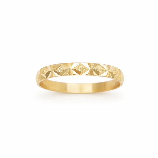 22ct Yellow Gold Diamond-Cut High-Polish Band Ring, 2.5mm Width Gold Bands
