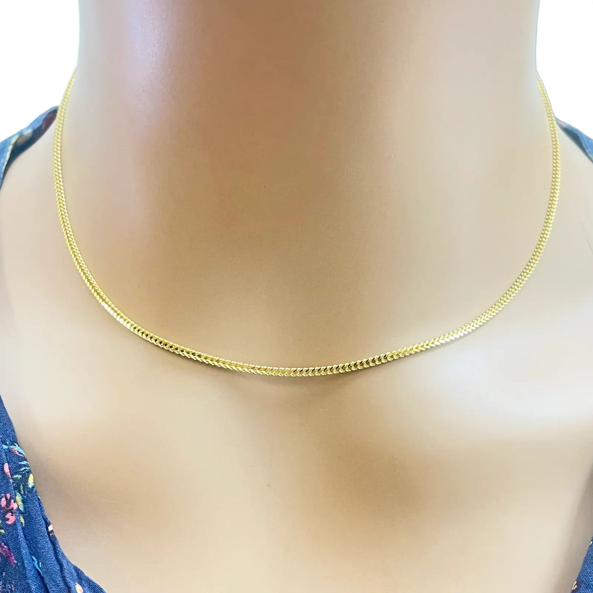 22ct Yellow Gold Foxtail Chain Necklace 16'' inches 1.6mm Width