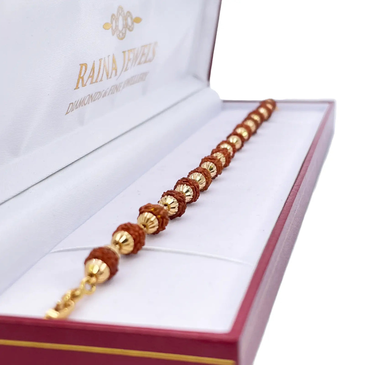 22ct Yellow Gold Rudraksha Bracelet 8 Inches