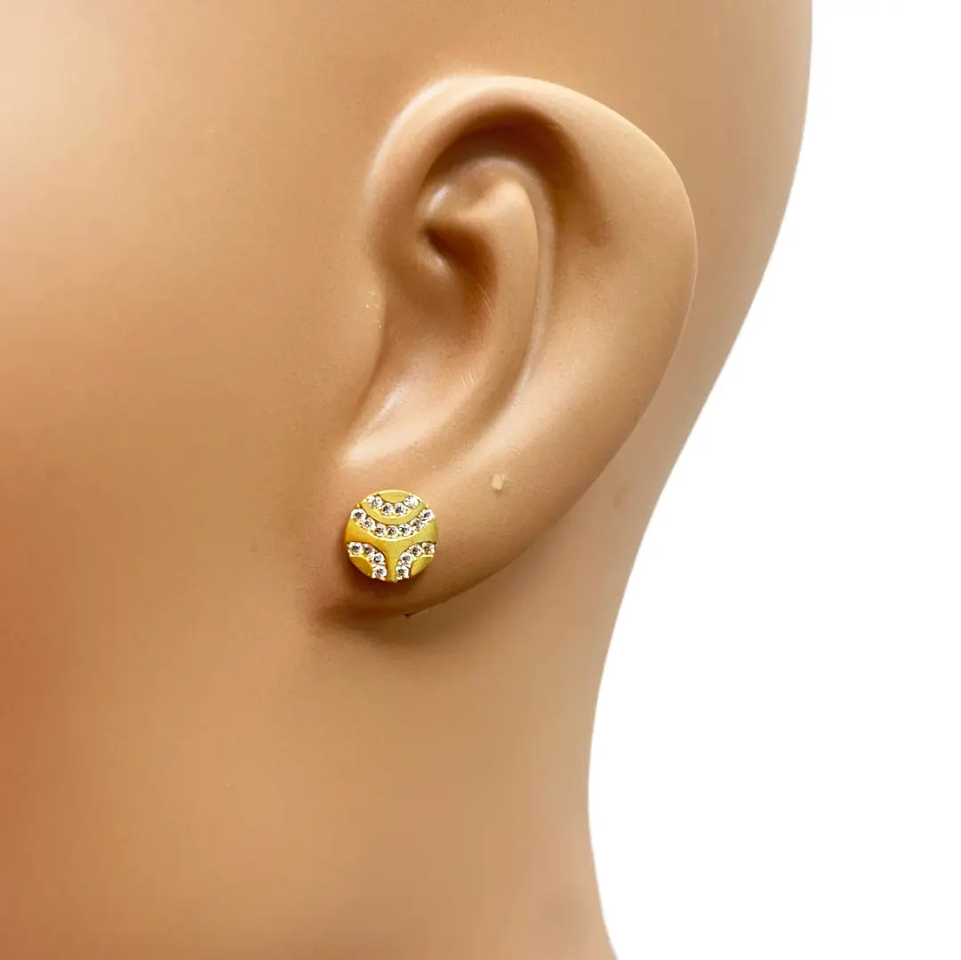 22ct Yellow Gold Unique Round Flat Button Style Stud Earrings 8mm Gold earring
