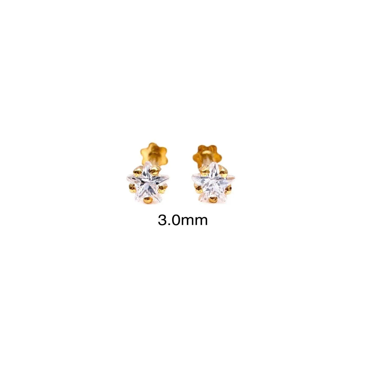 22ct Yellow Gold & Cubic Zirconia Children Stud Earrings Durable Steam 3.0-4.5MM
