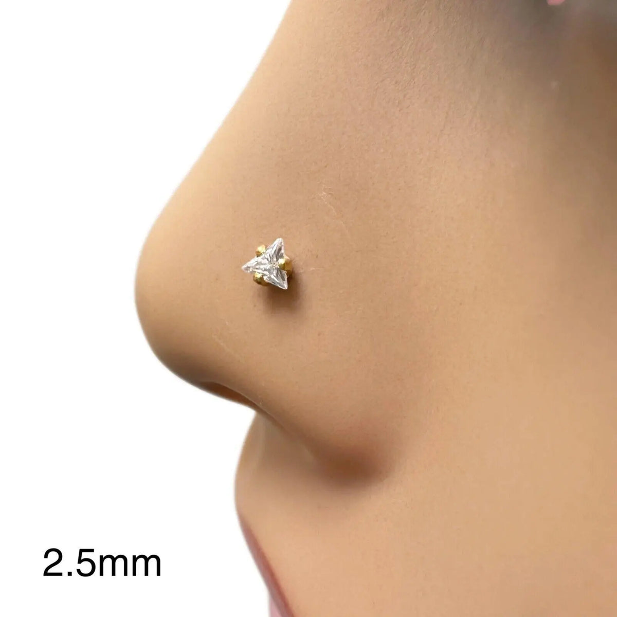 22ct Yellow Gold & Cubic Zirconia Nose Studs/Nose Pin (2.5MM/3.5MM/4.0MM/4.5MM)