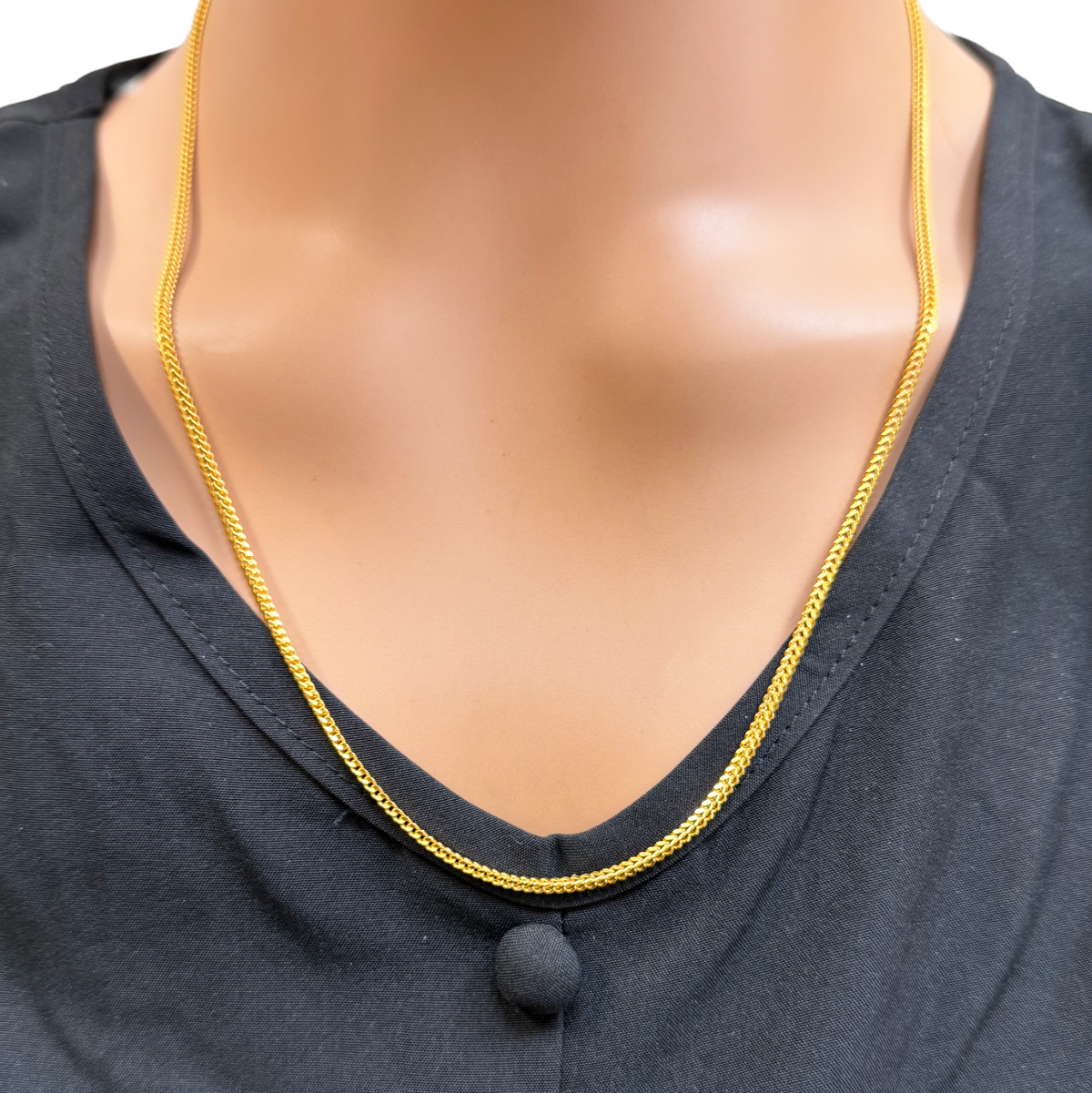 22ct Yellow Gold Foxtail Chain Necklace 22 Inches 2.2mm Width