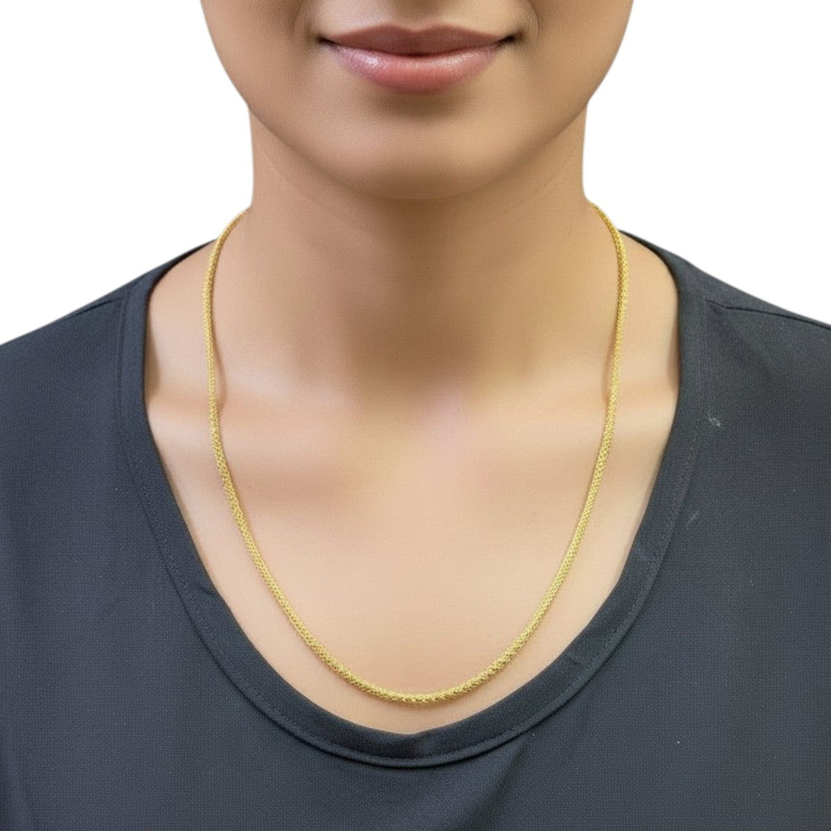 22ct Yellow Gold Small Beaded Linked Chain Necklace 22 Inches 2.5mm Width
