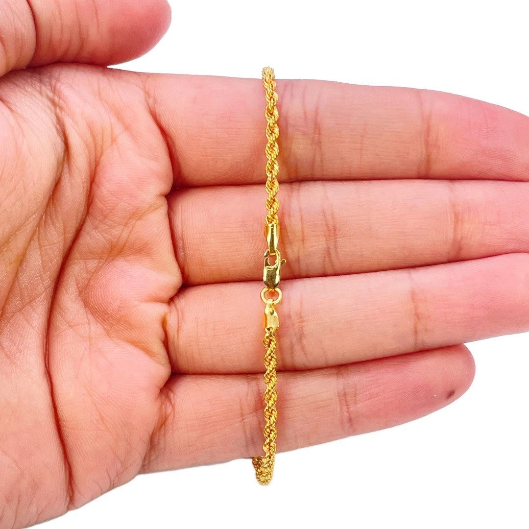 22ct Gold Rope Chain Childrens Bracelet Lightweight 5 Inches 2.2 mm