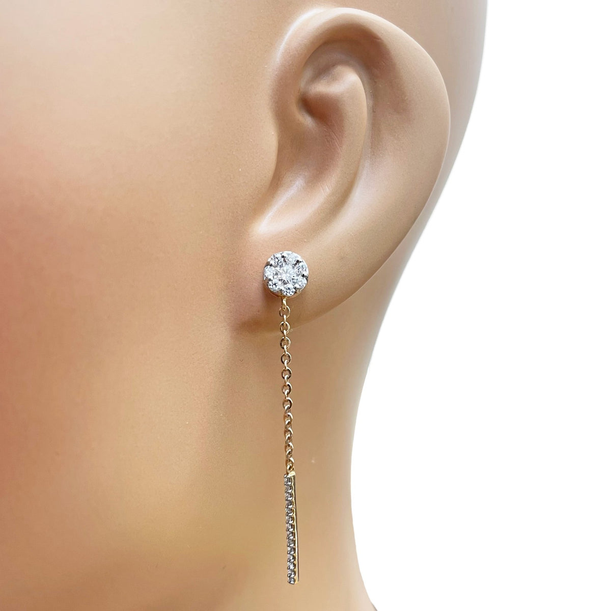 18ct Rose Gold Cluster Diamond Drop Earrings 0.70 Carat