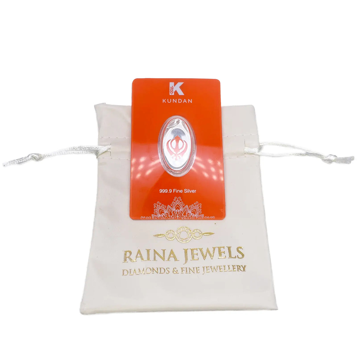 999.9 Pure Silver 5 Grams Coloured Khalsa / Khanda Sikh Pendant Sealed Pack