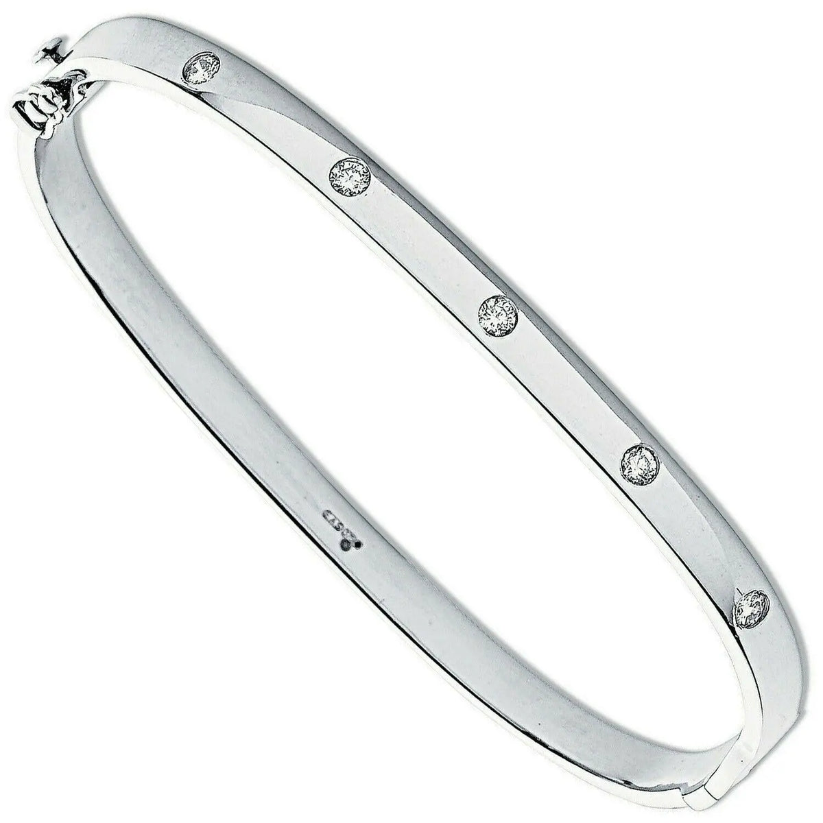 9ct White Gold Five Round Diamond Bangle 0.20 carat Diamond Bracelets
