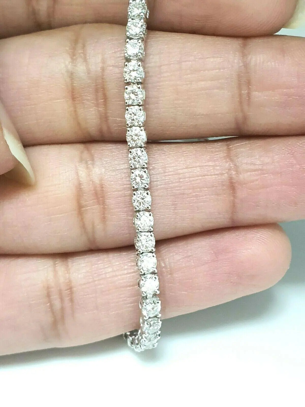 14ct White Gold Diamond Tennis Bracelet 4-Claw 5.30cts Diamond Bracelets