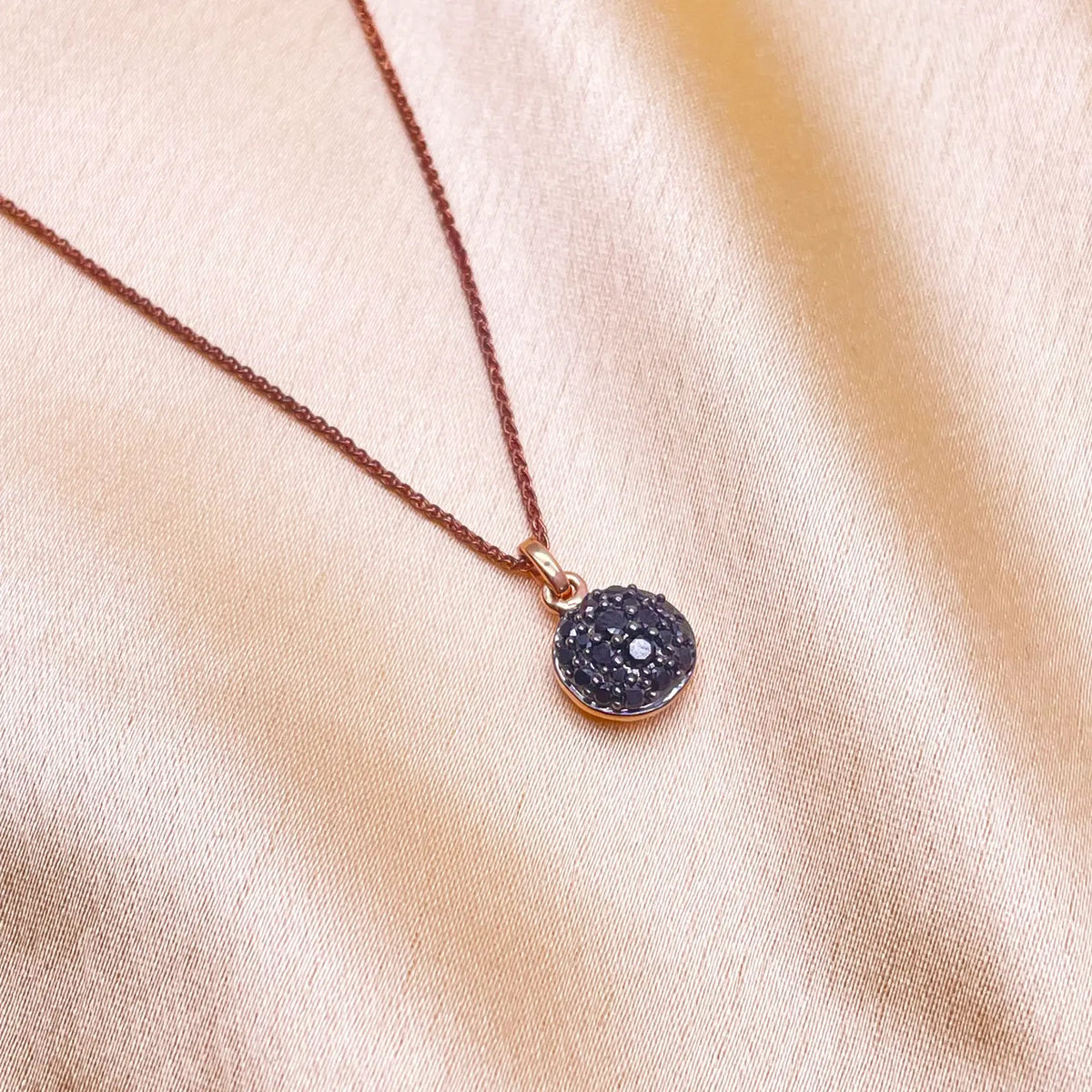 18ct Rose Gold & Natural Black Diamond Cluster Pendant 0.42cts with Chain