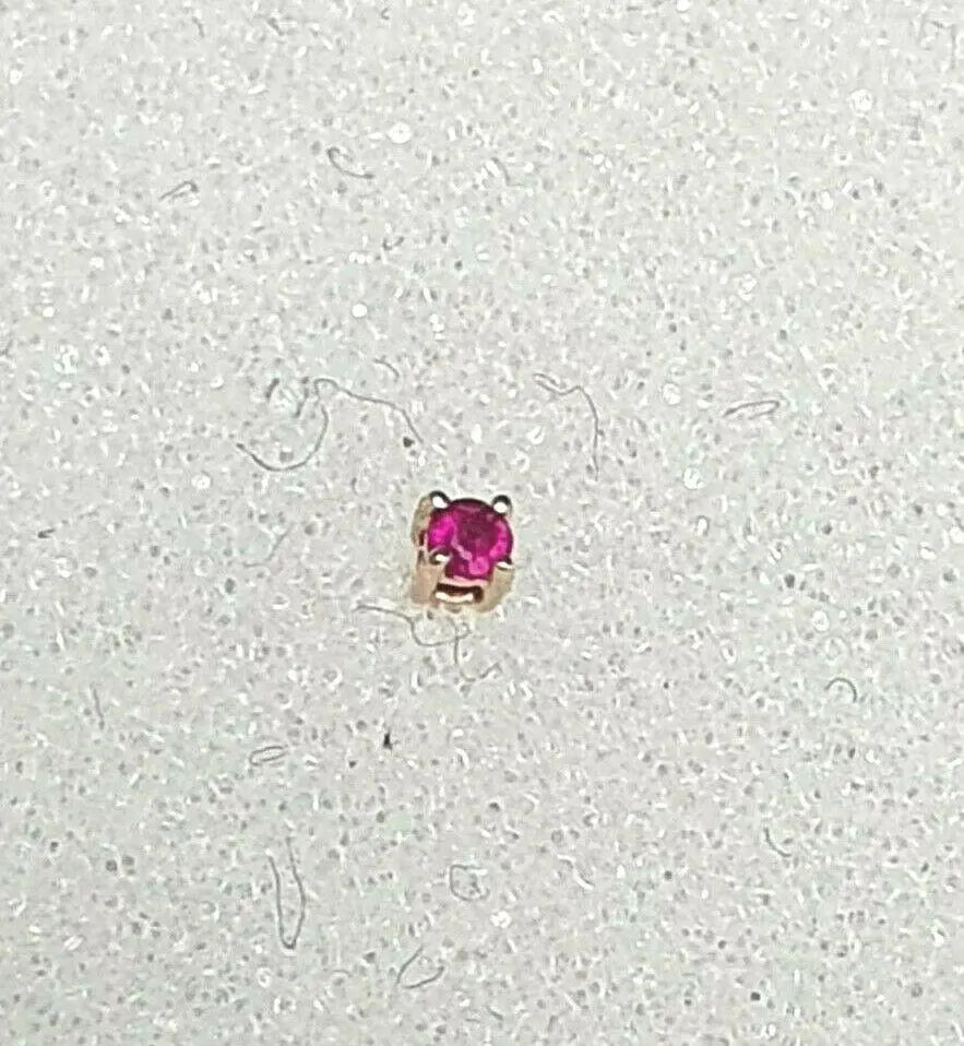 18ct Rose Gold & Natural Ruby Nose Stud / Nose Pin 0.05 Carats 4-Claw 2.0 mm