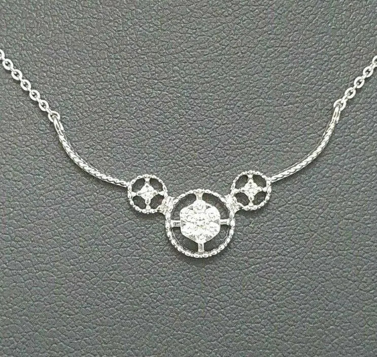 18ct White Gold Diamond Chain Necklace 0.15cts