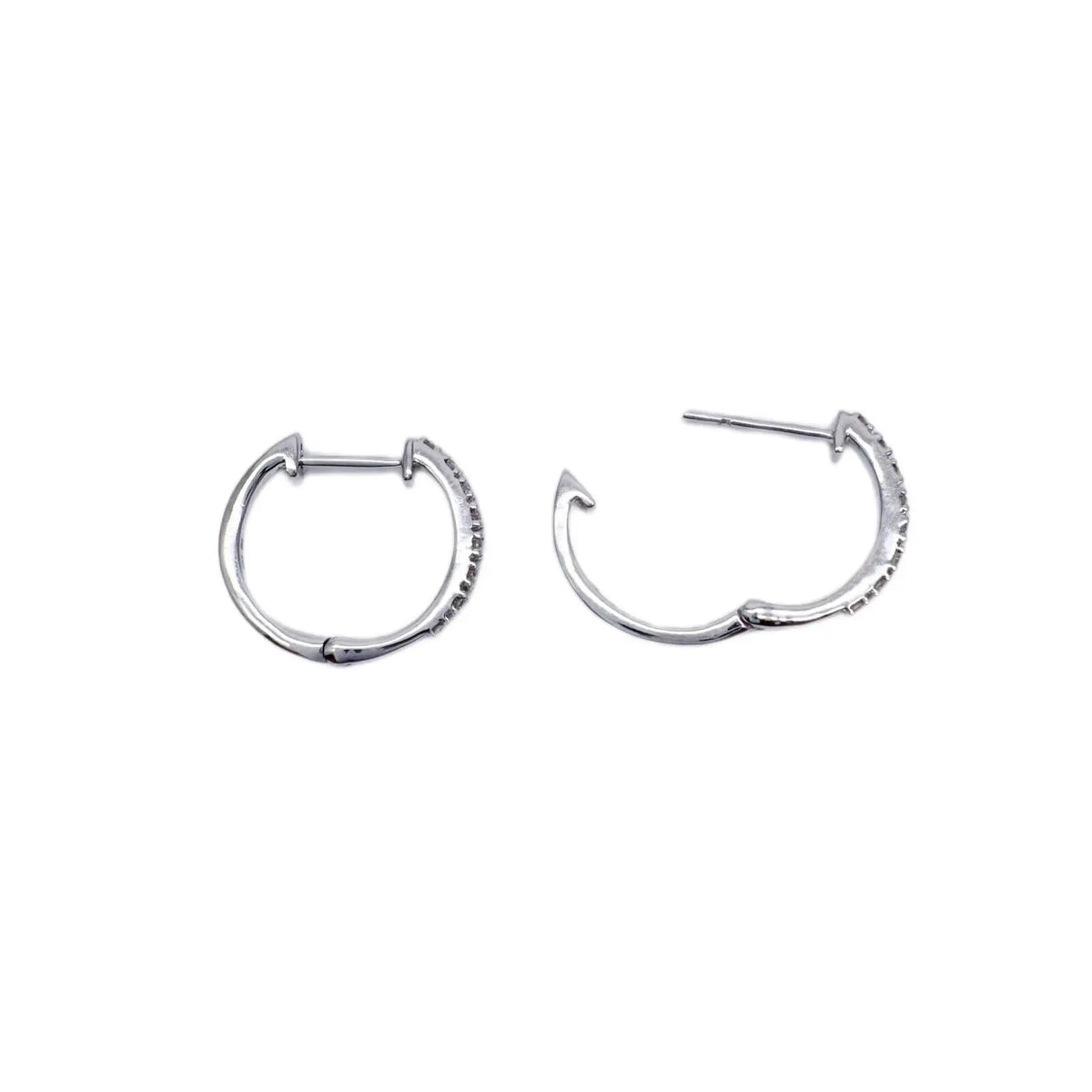 18ct White Gold Diamond Pair of Hoop Earrings 0.10 carats 1.1mm wide