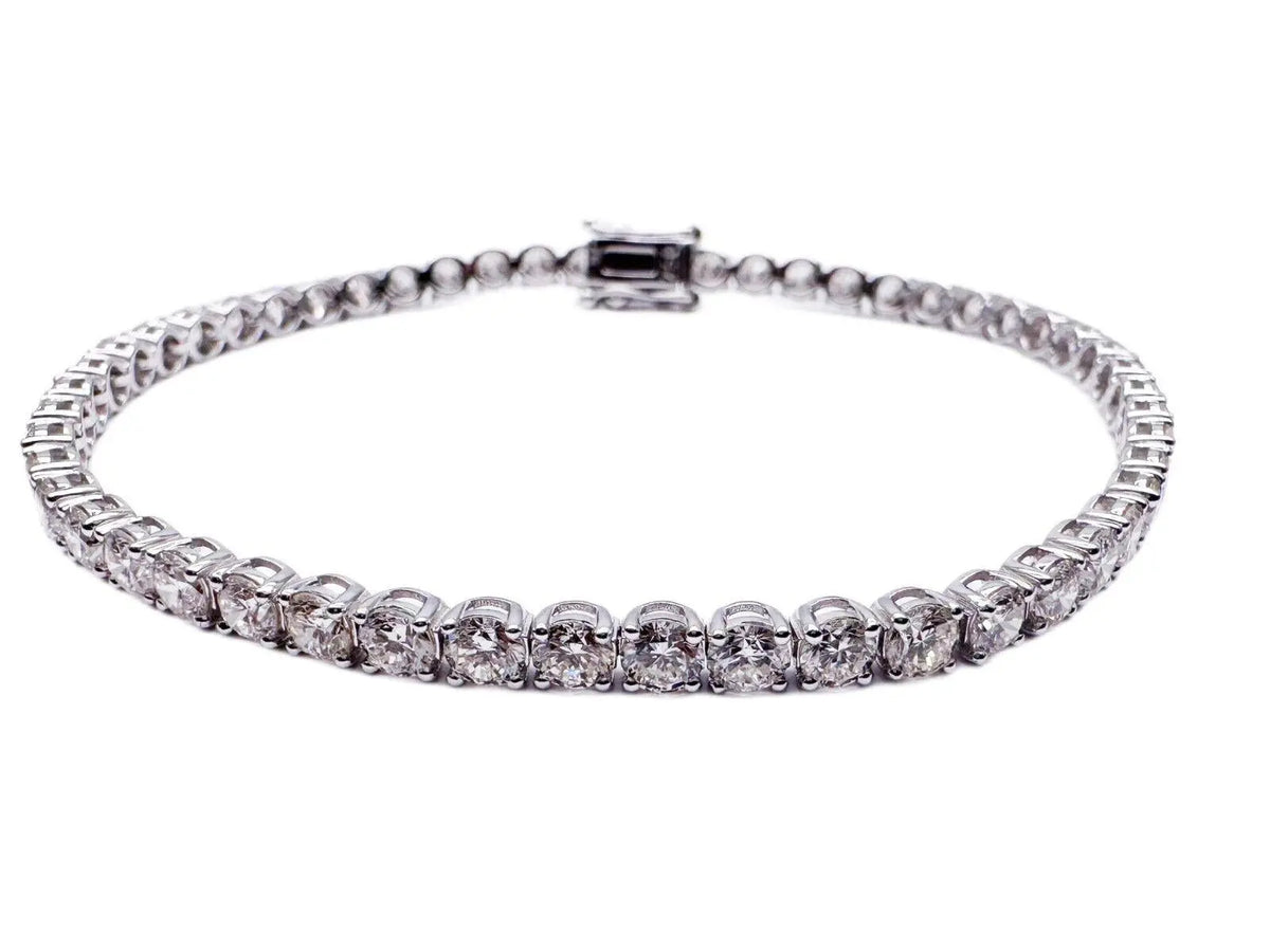 18ct White Gold Diamond Tennis Bracelet 4claw 7.65ct Diamond Bracelets