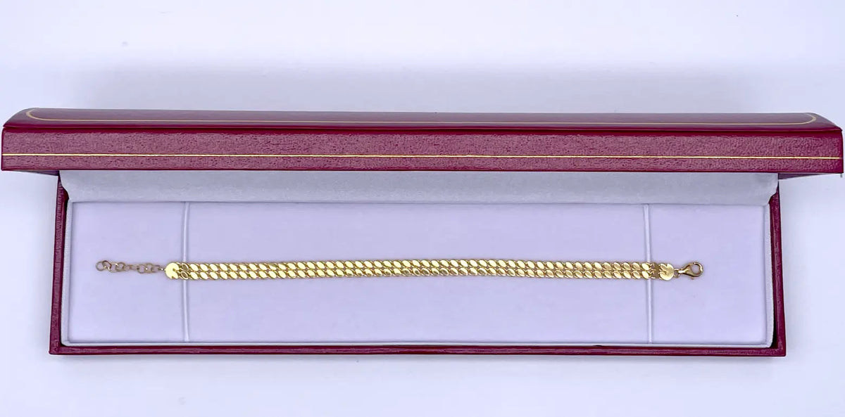 22ct Yellow Gold Double Row Flat High Polished Bracelet 7'' inches 5mm
