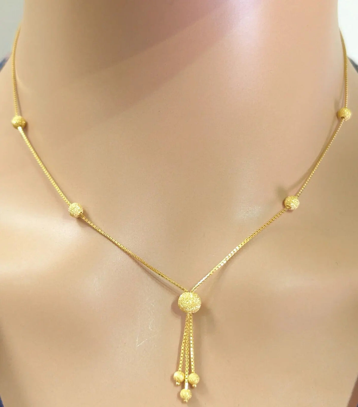 22ct Yellow Gold Light Weight Glitter Ball Chain Necklace 16'' inches