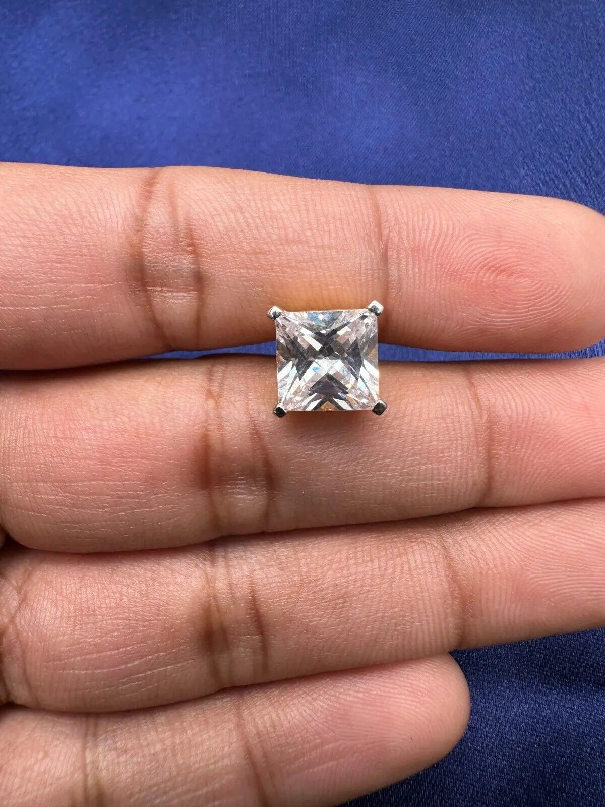 22ct Yellow Gold Square Style Cubic Zirconia Men's Stud Earrings, 2.35gm