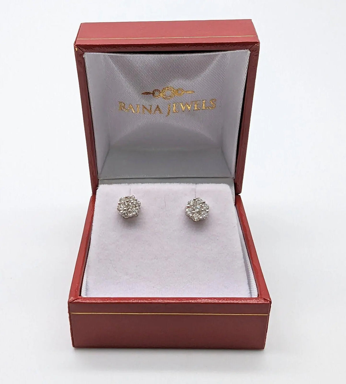 9ct White Gold Diamond Daisy Cluster Quarter Half Pair Stud Earrings 0.5cts