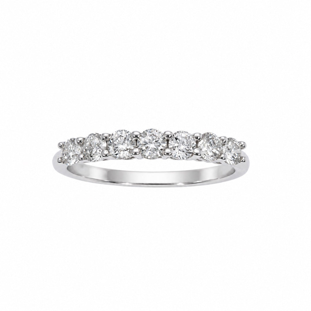 18ct White Gold Natural Diamond Seven Stone Ring Claw Set 0.50ct