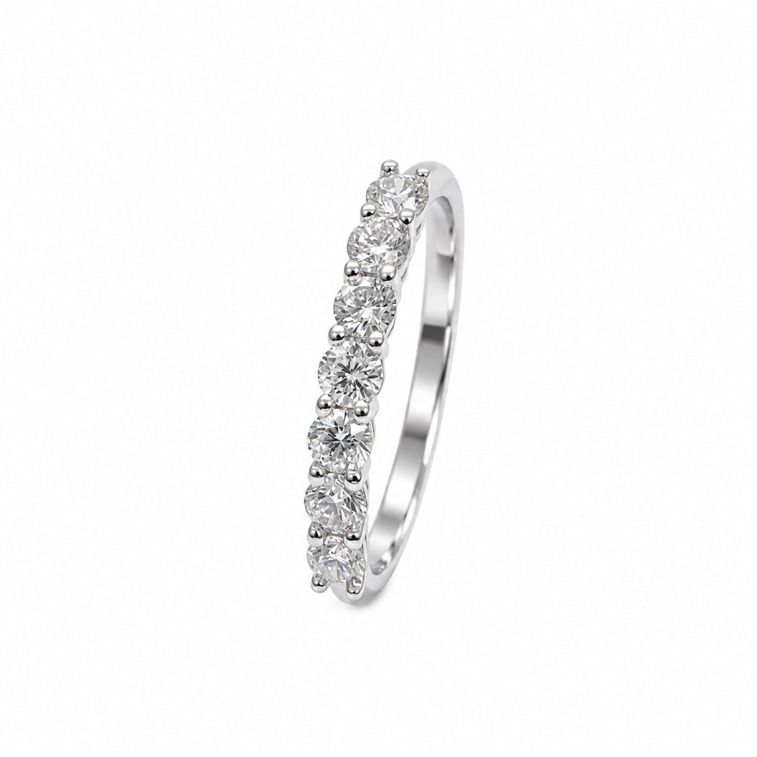 18ct White Gold Natural Diamond Seven Stone Ring Claw Set 0.50ct