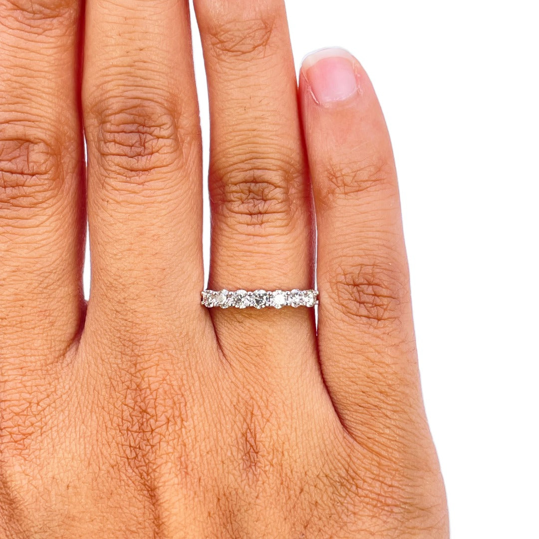 18ct White Gold Natural Diamond Seven Stone Ring Claw Set 0.50ct