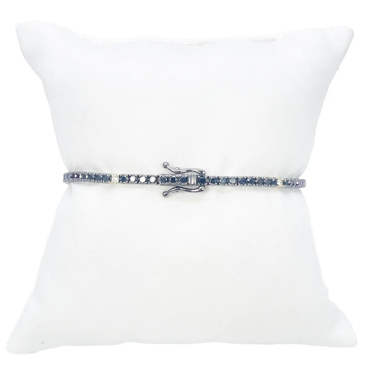 14ct Gold Black Diamond 4-Claw Tennis Bracelet 2.78ct 7 Inches & 2.5 mm Width  Diamond Bracelets