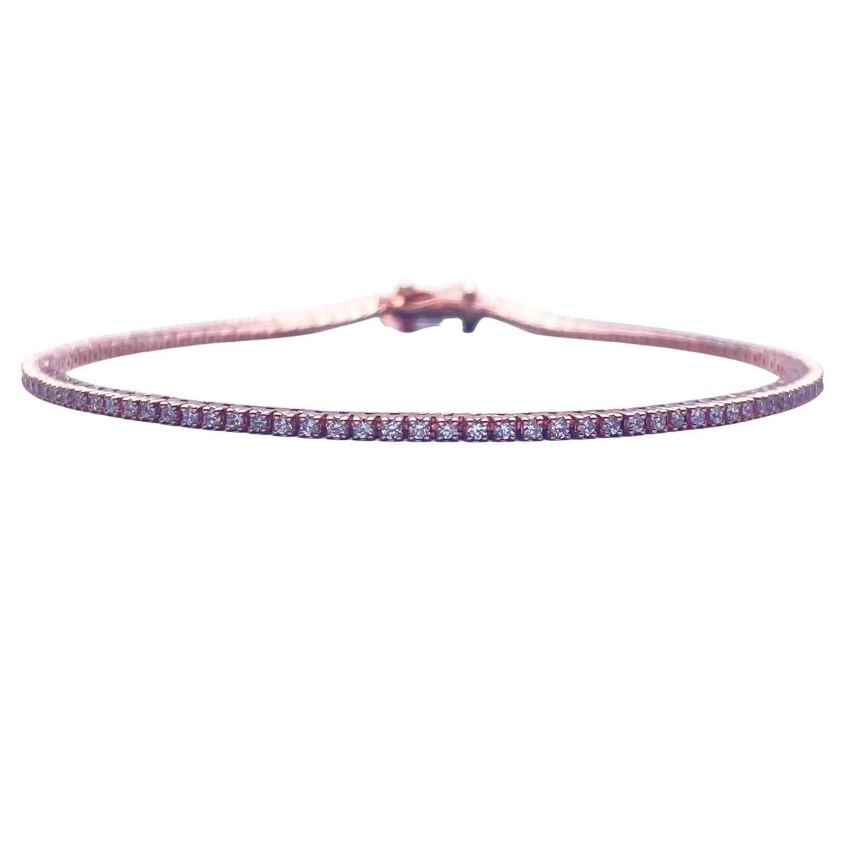 14ct Rose Gold Diamond Tennis Bracelet 4-Claw 0.90cts 7.25'' Inches H-SI  Diamond Bracelet