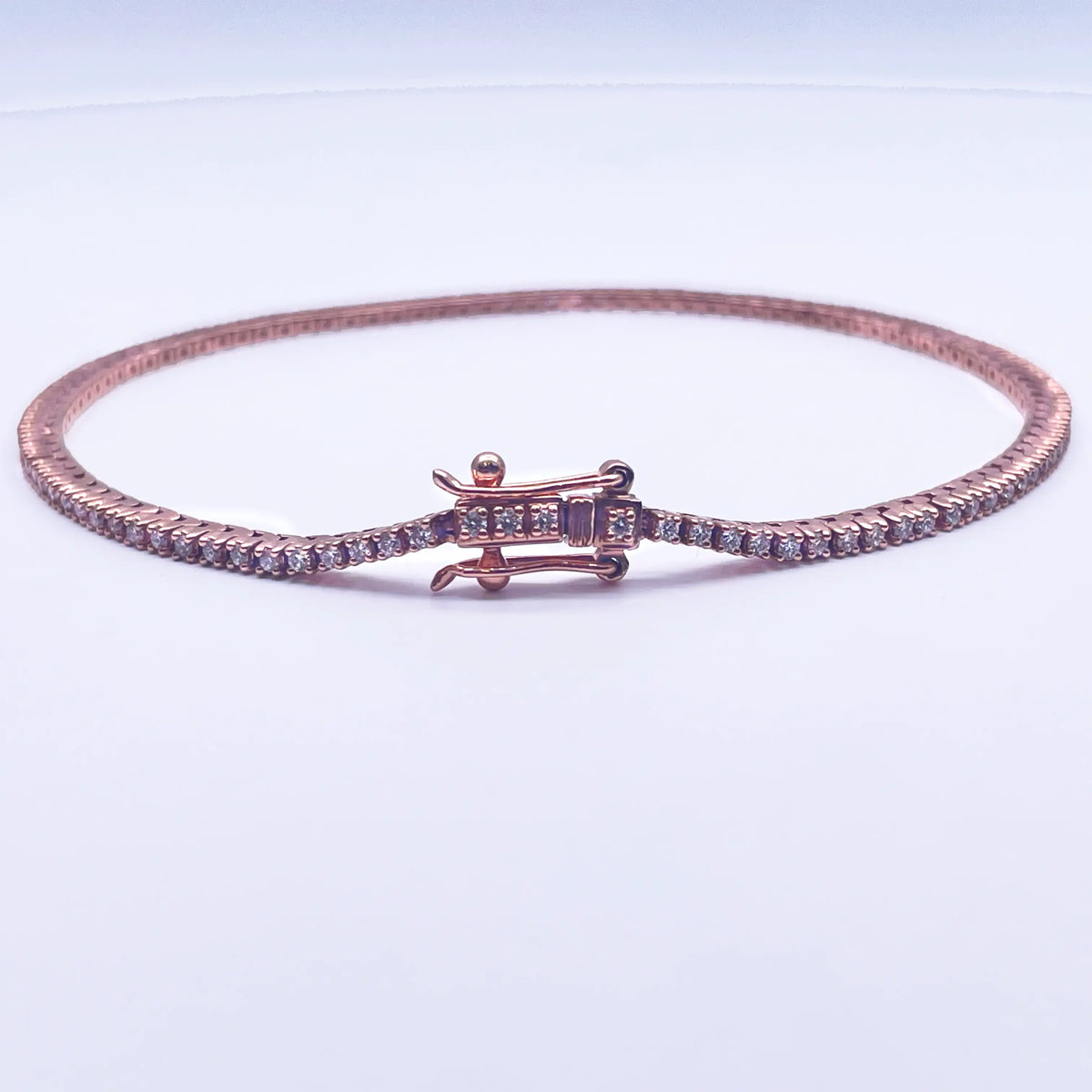 14ct Rose Gold Diamond Tennis Bracelet 4-Claw 0.90cts 7.25'' Inches H-SI  Diamond Bracelet