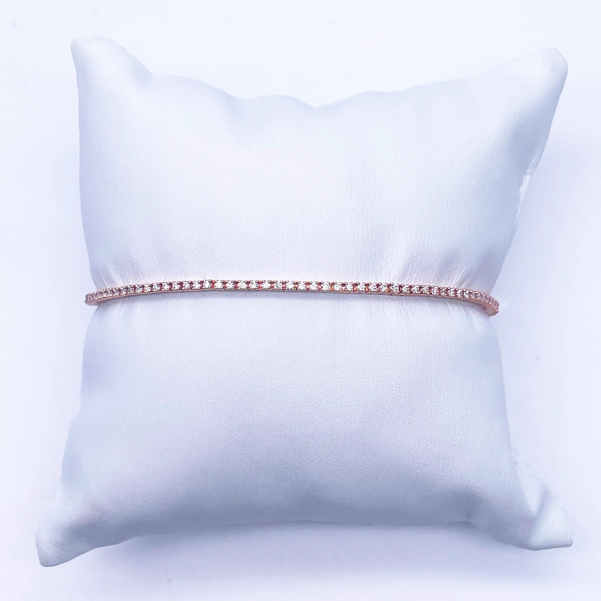 14ct Rose Gold Diamond Tennis Bracelet 4-Claw 0.90cts 7.25'' Inches H-SI  Diamond Bracelet