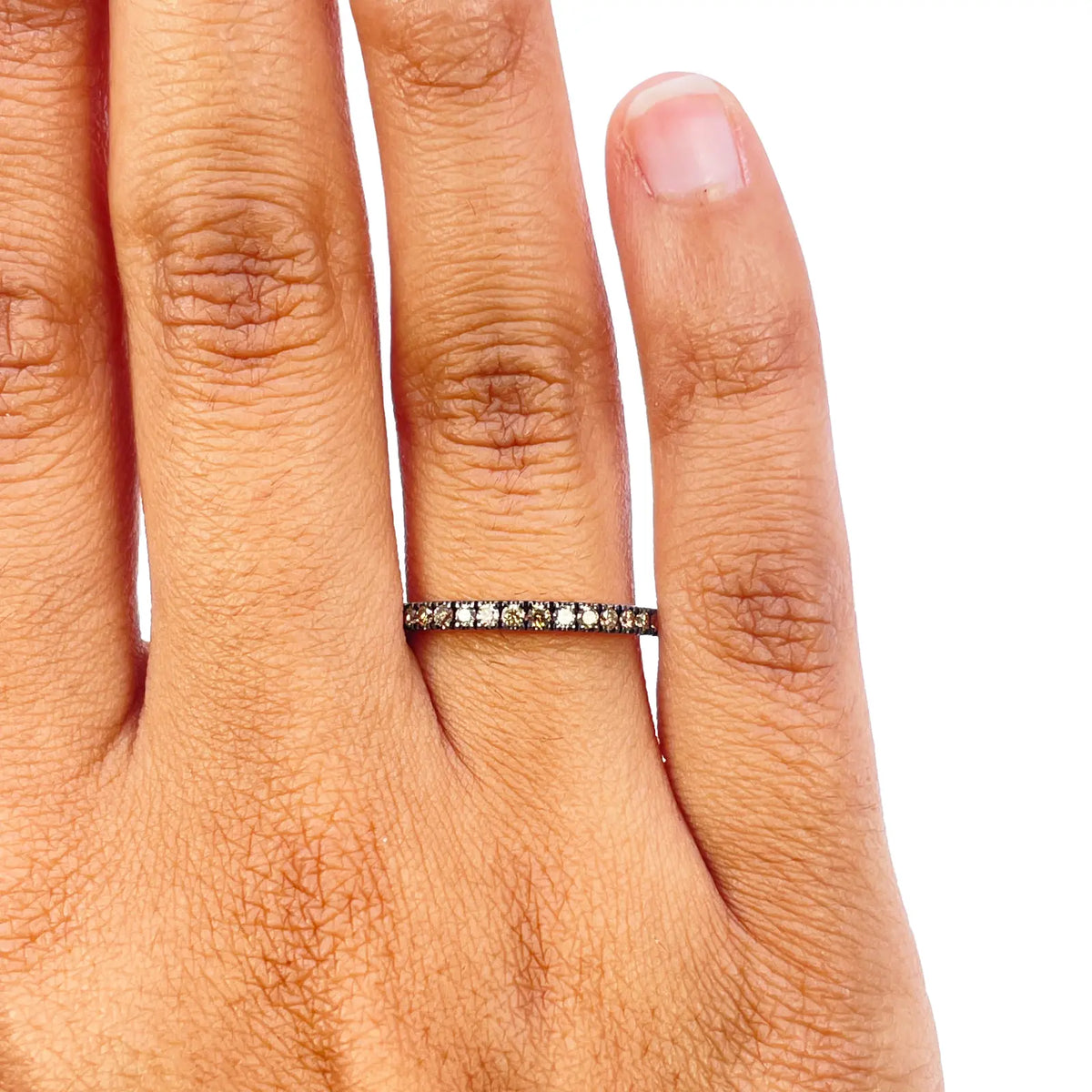 14ct Rose Gold Half Eternity Band With Brown Champagne Diamonds 0.20ct  Diamond Ring