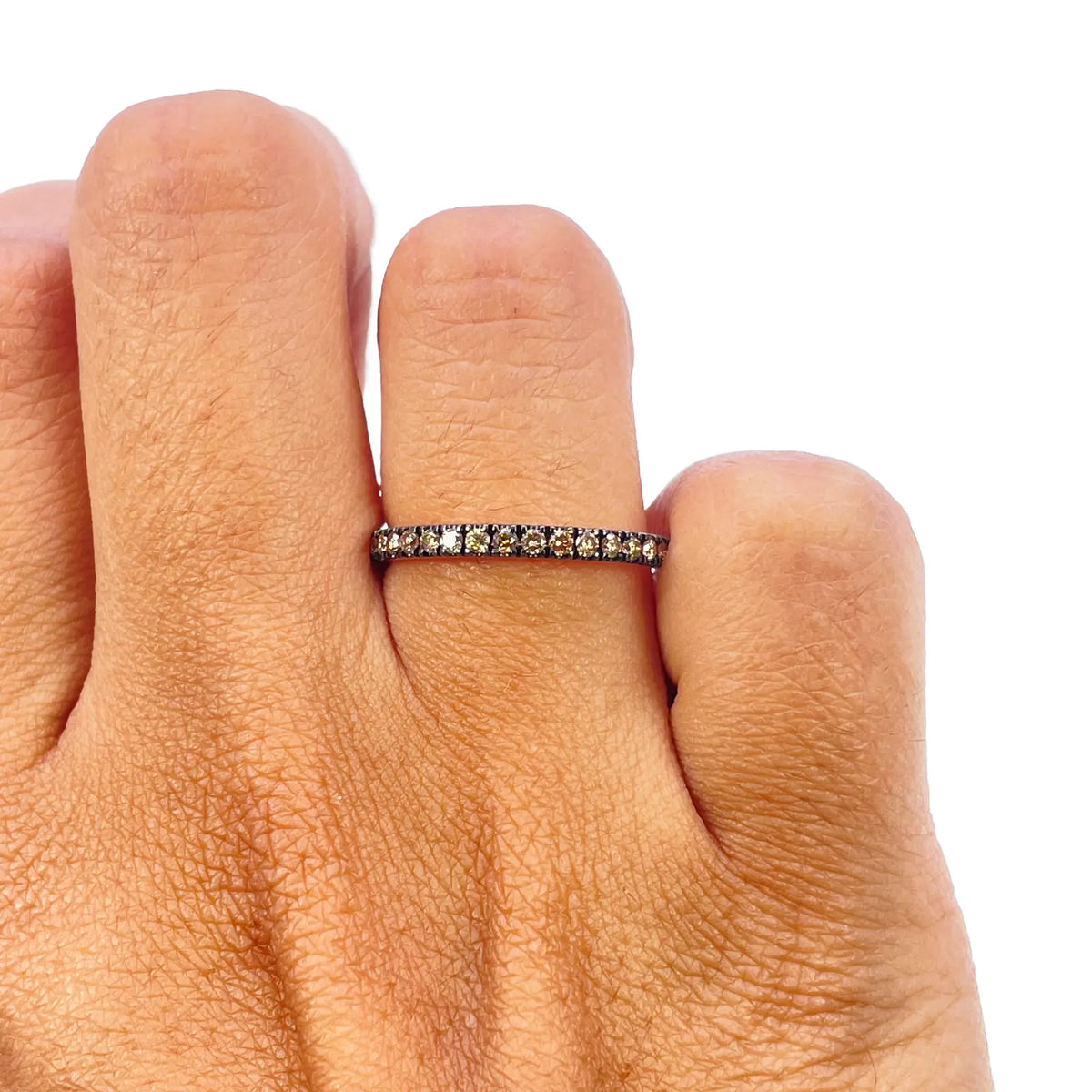 14ct Rose Gold Half Eternity Band With Brown Champagne Diamonds 0.20ct  Diamond Ring