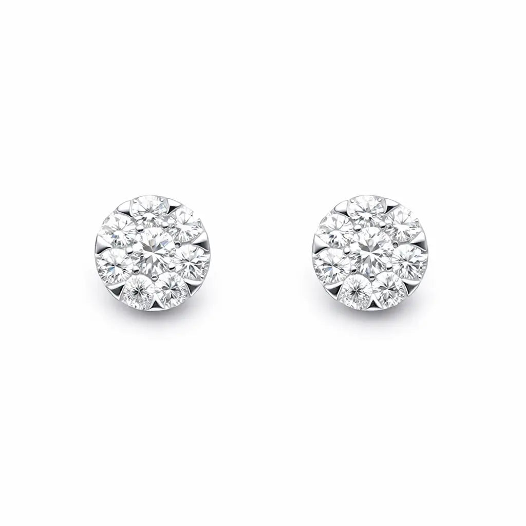 14ct White Gold Diamond Round Cluster Stud Earrings 0.48ct  Diamond earring