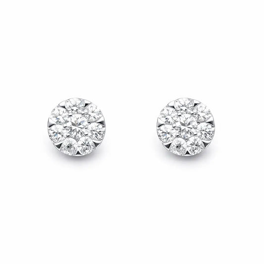 14ct White Gold Diamond Round Cluster Stud Earrings 0.48ct  Diamond earring