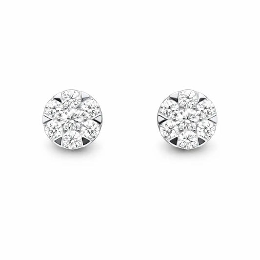 14ct White Gold Diamond Round Cluster Stud Earrings 0.59ct  Diamond earring