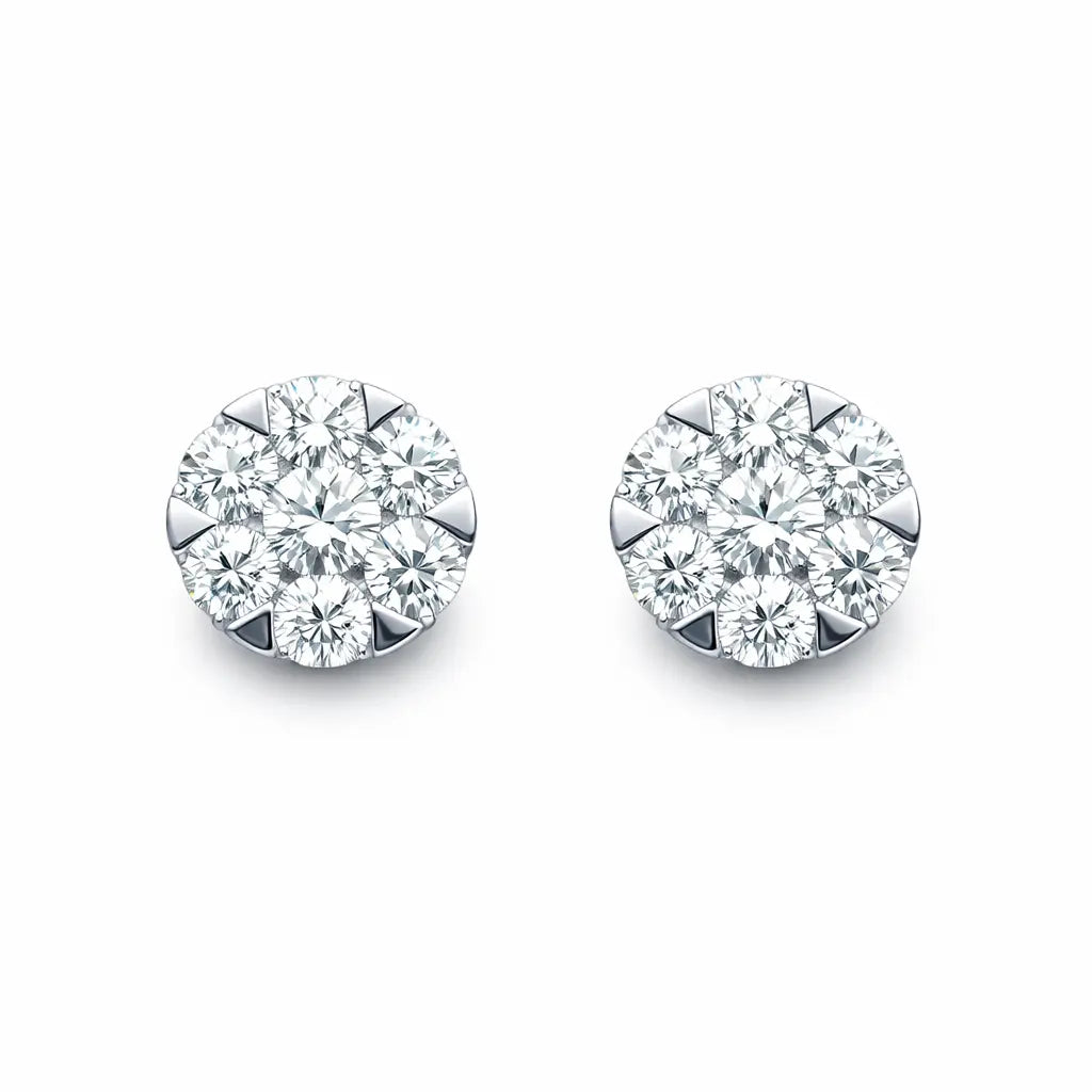 14ct White Gold Diamond Round Cluster Stud Earrings 0.66ct  Diamond earring