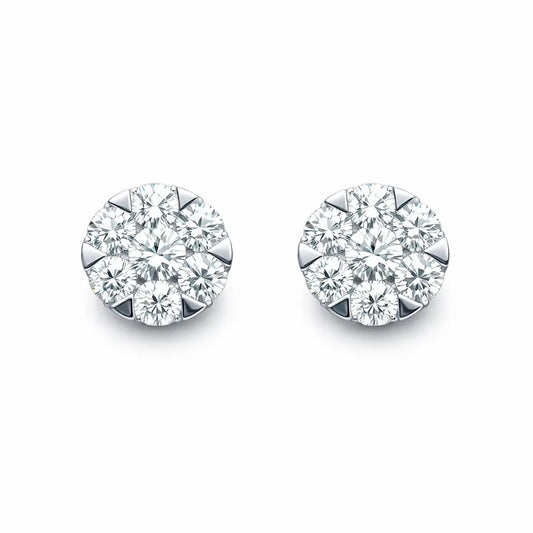 14ct White Gold Diamond Round Cluster Stud Earrings 0.66ct  Diamond earring