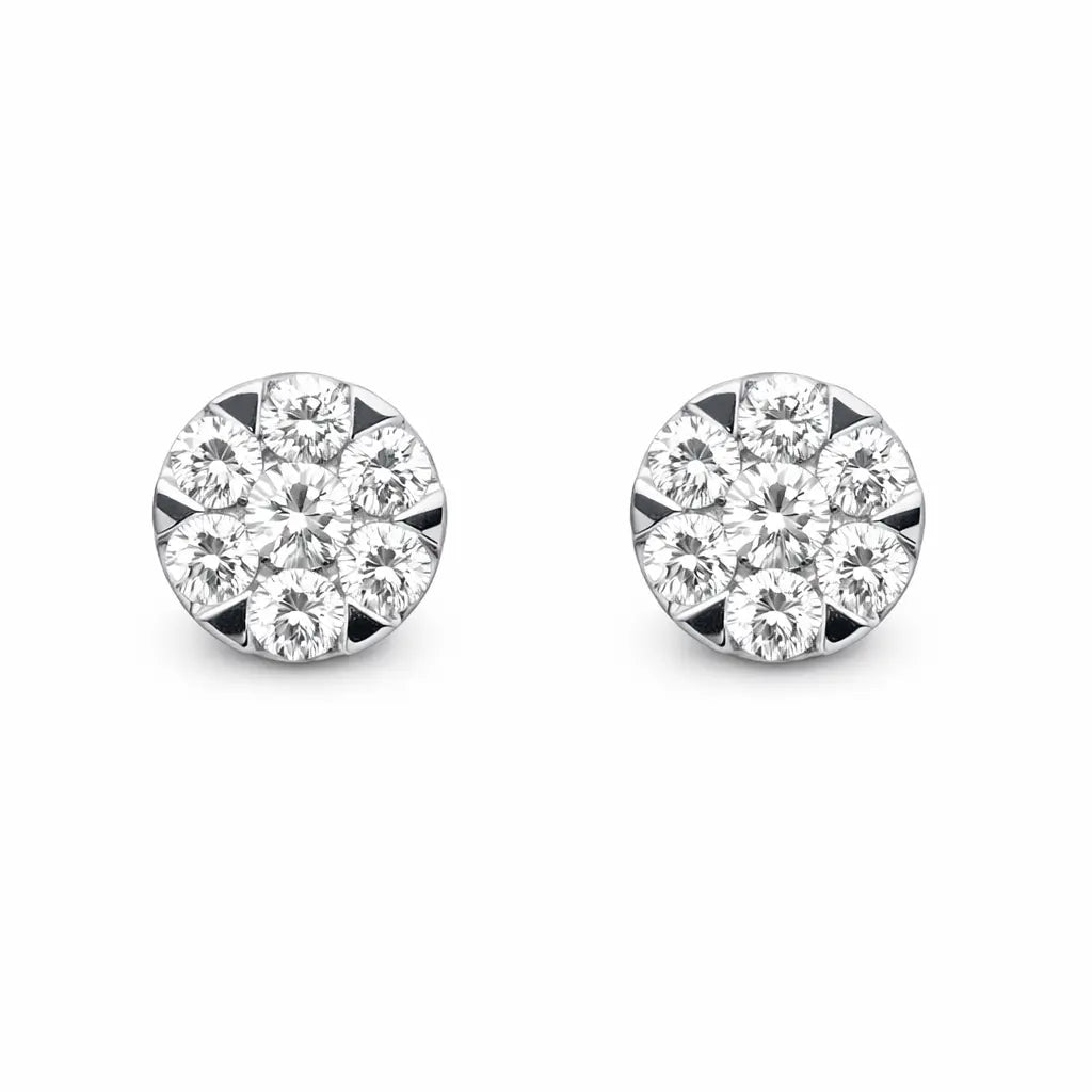 14ct White Gold Diamond Round Cluster Stud Earrings 0.80ct  Diamond earring