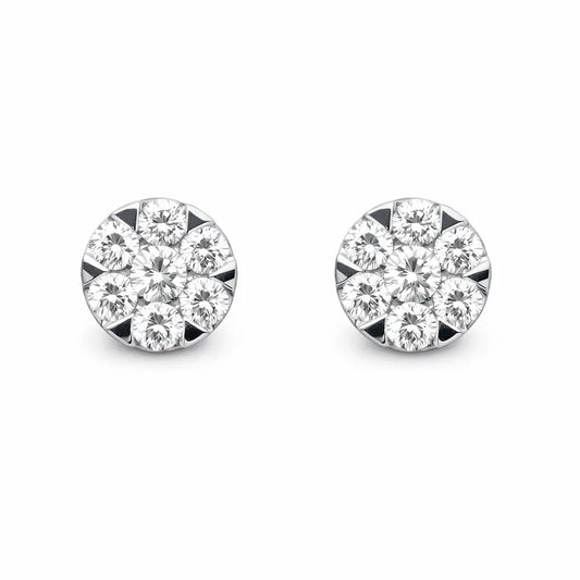 14ct White Gold Diamond Round Cluster Stud Earrings 0.80ct  Diamond earring