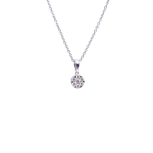 14ct White Gold Diamonds Round Pendant Necklace 0.15ct  Diamond bracelet