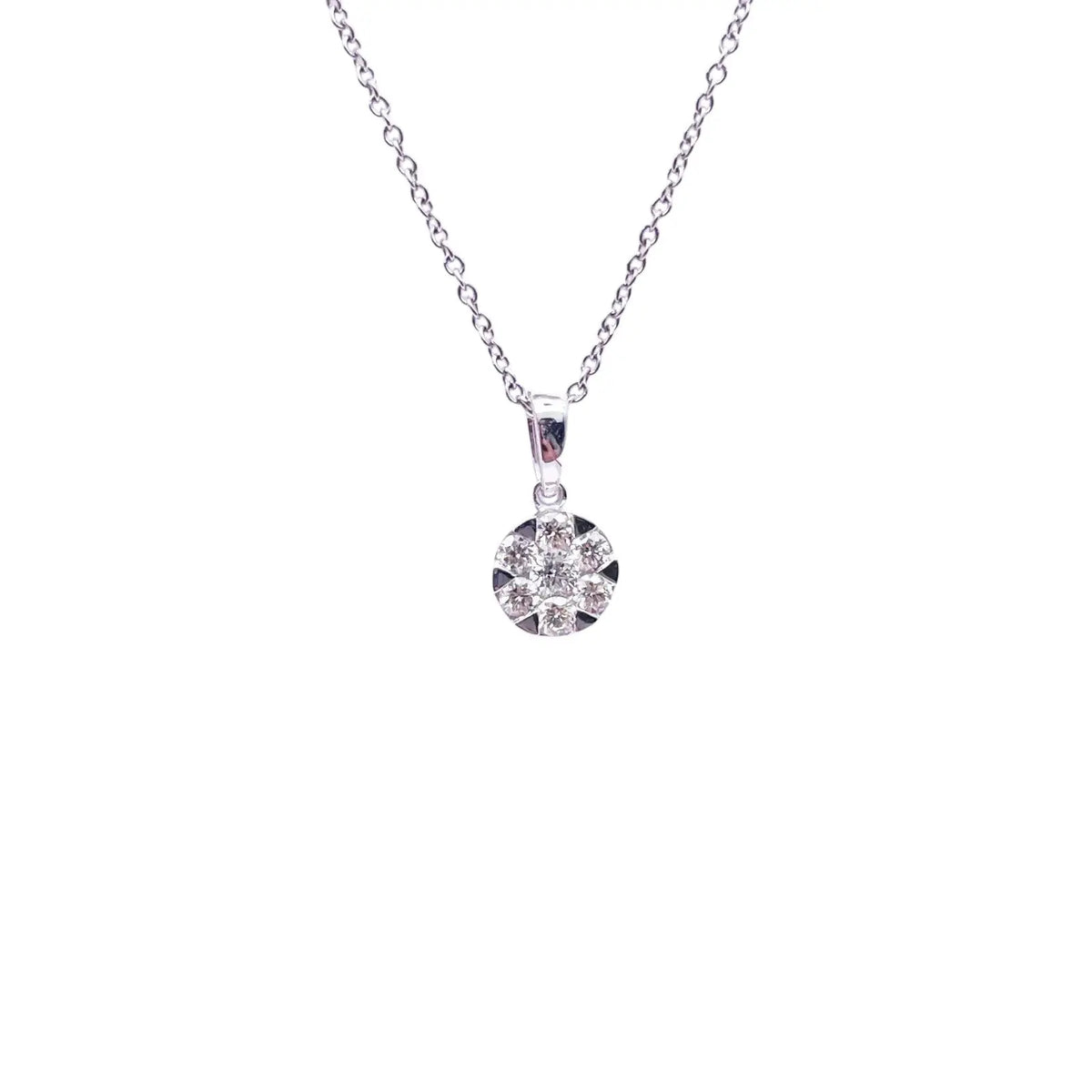 14ct White Gold Diamonds Round Pendant Necklace 0.24ct  Gold Necklace