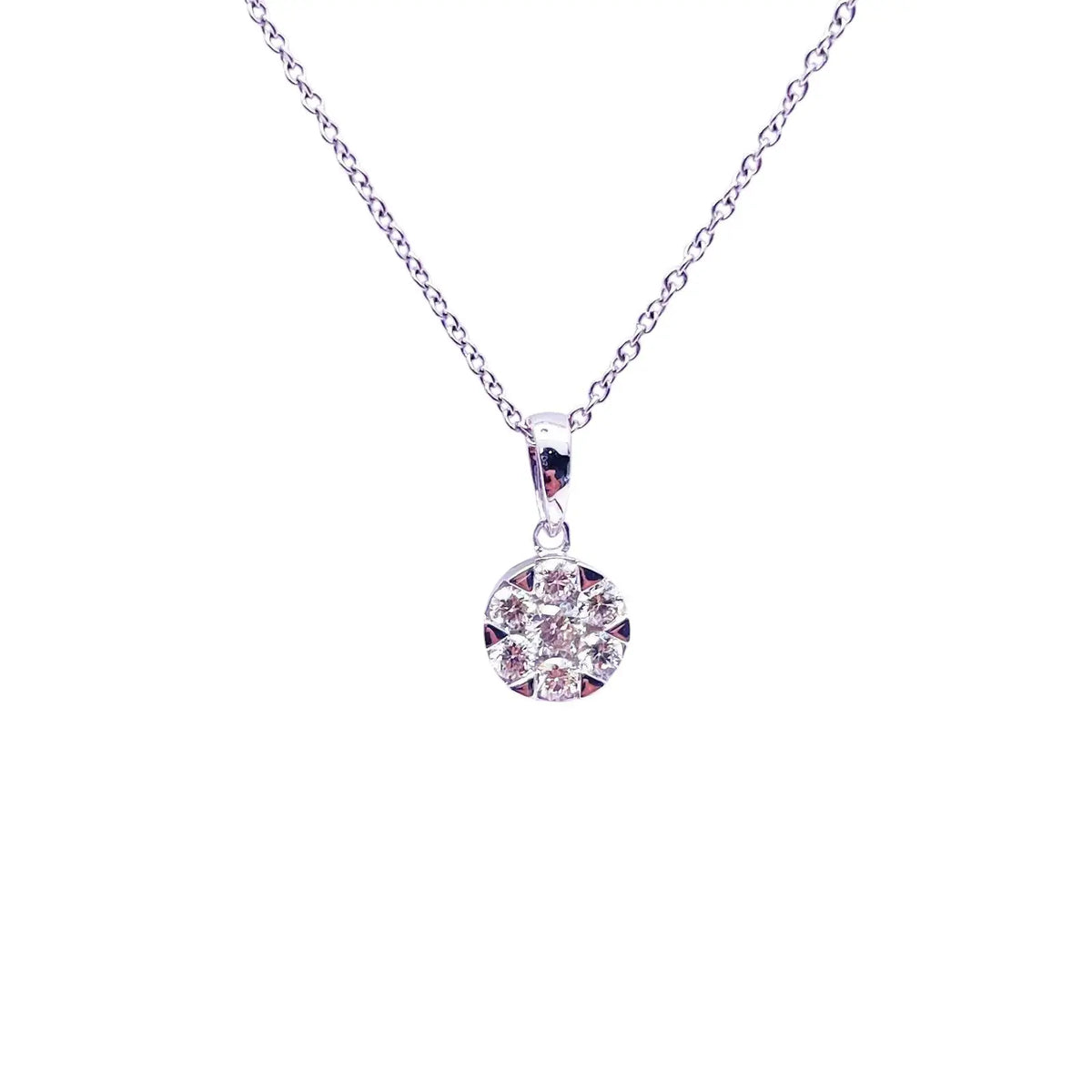 14ct White Gold Diamonds Round Pendant Necklace 0.32ct  Gold Necklace