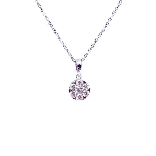 14ct White Gold Diamonds Round Pendant Necklace 0.32ct  Gold Necklace