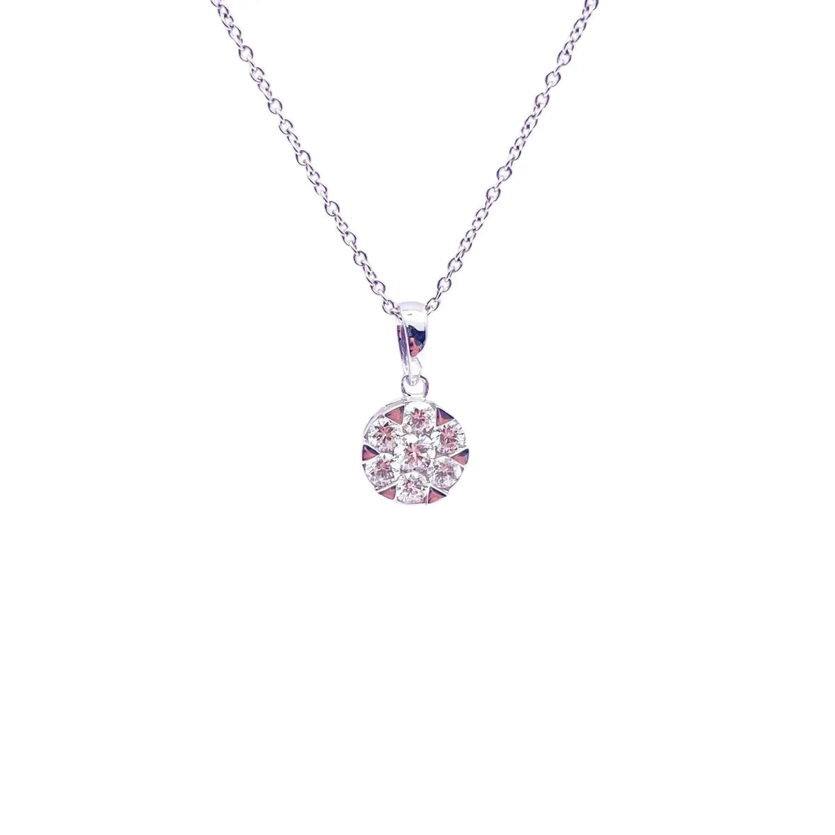 14ct White Gold Diamonds Round Pendant Necklace 0.40ct  Gold Necklace