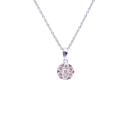 14ct White Gold Diamonds Round Pendant Necklace 0.40ct  Gold Necklace