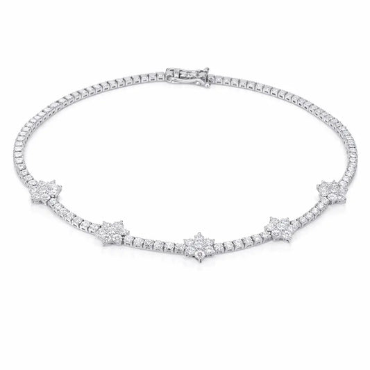 14ct White Gold Flower Shaped Tennis Bracelet 1.50ct 7 Inches  Diamond Bracelet